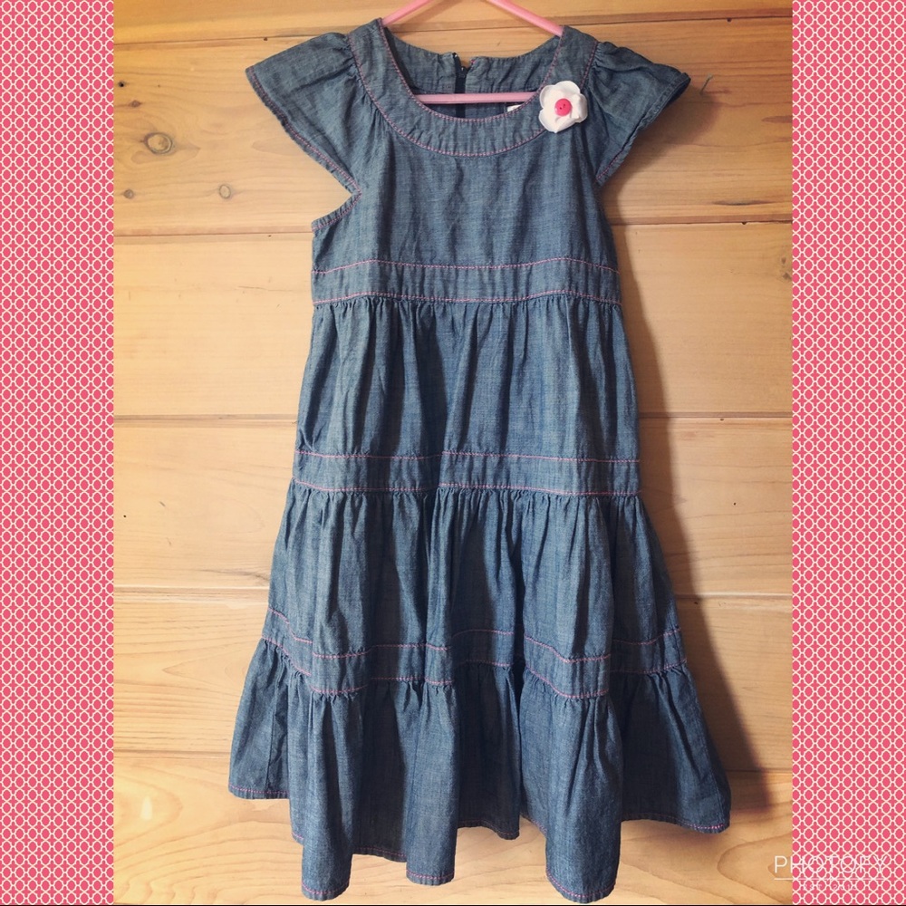 GYMBOREE ..:denim dress with pink stitching:..